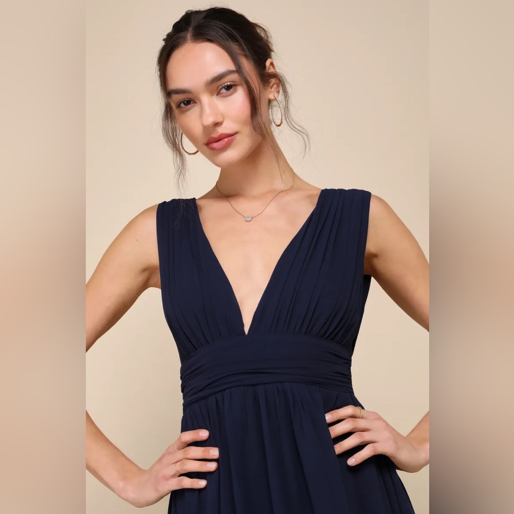 NWT Lulus Heavenly Hues Navy Blue Maxi Dress Size Medium - Picture 5 of 11
